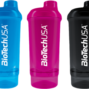 BioTech USA Šejkr Wave+ Compact 500 ml + 150 ml průhledná světlemodrá