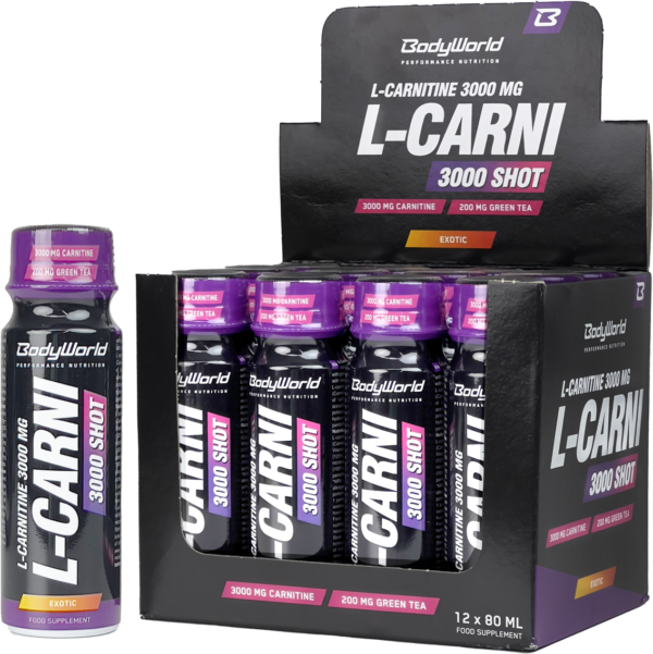 BodyWorld L-Carnitine 3000 Shot 12 x 80 ml jahoda