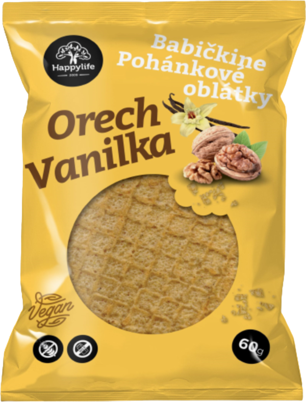 Happylife Babiččiny Pohankové Oplatky 60 g ořech-vanilka