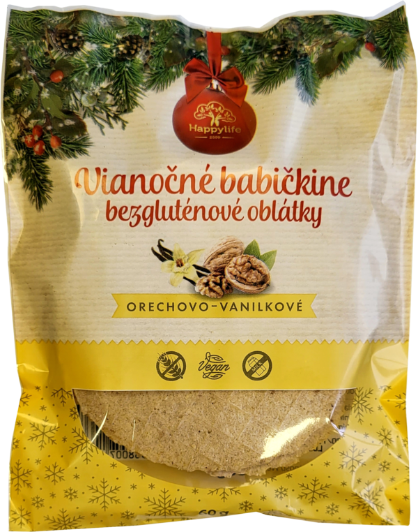 Happylife Vianočné Babičkine Bezgluténové Oblátky 60 g ořech-vanilka